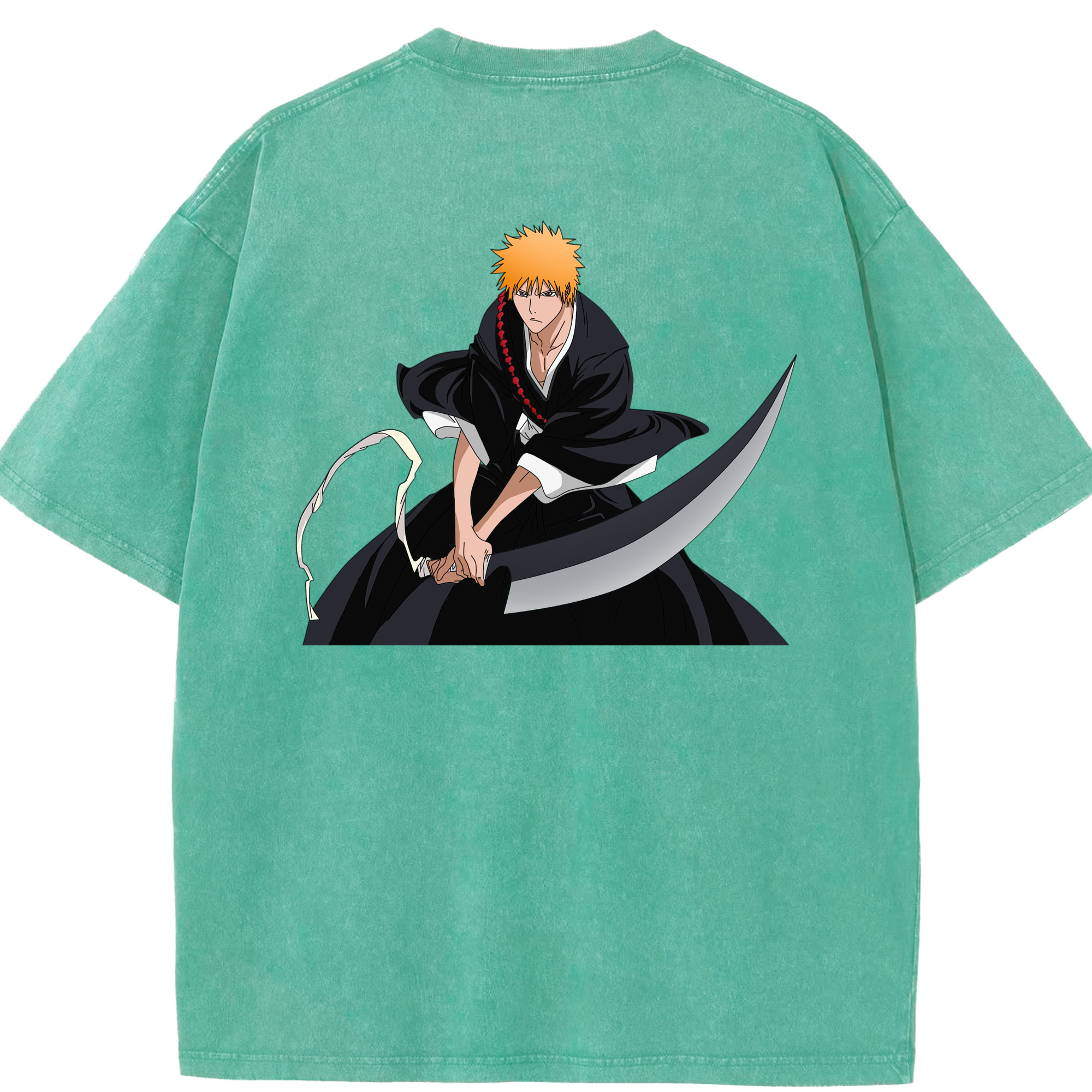 （画像用） ブリーチ 黒崎一護（くろさき いちご）BLEACH Kurosaki Ichigo 綿100% ヴィンテージ風 半袖Tシャツ（背面プリント）